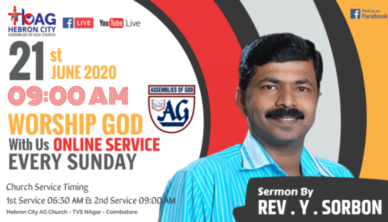 LIVE: 21st JUNE 2020 ONLINE SUNDAY SERVICE - SERMON BY REV. Y. SORBON - Hebron City AG Church